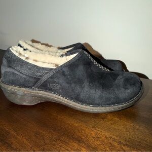 UGG Bettey Shearling Clogs Women’s 7 Black Suede Slip On Sheepskin